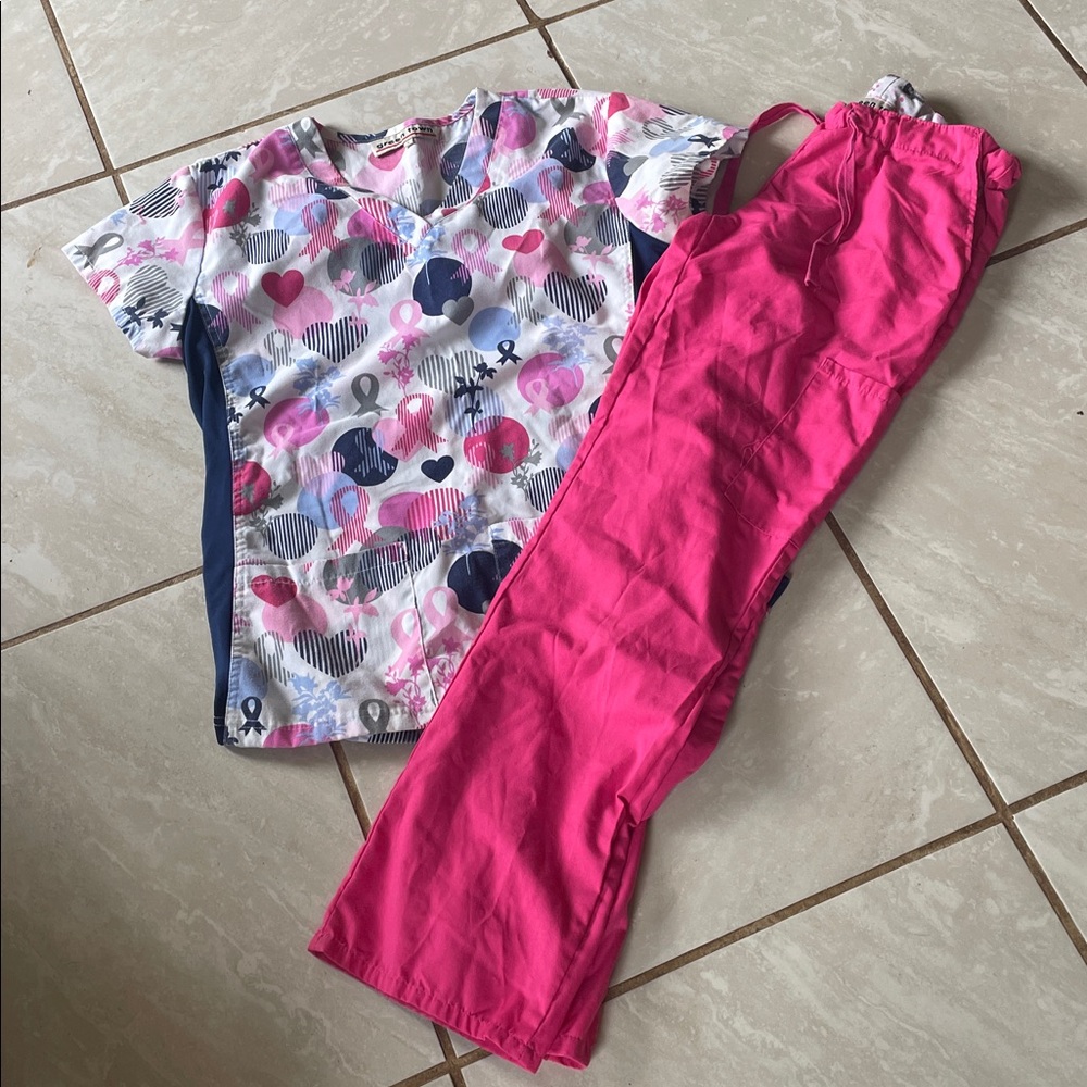 💚 Green Town Scrubs Set | Top Small, Bottoms XS – Comfy & Professional